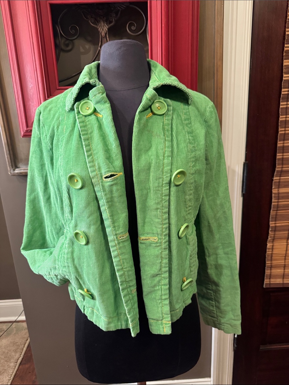 BB Dakota Bright Green Corduroy Double-Breasted Jacket